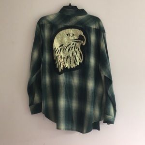 Flannel with sequin eagle on back
